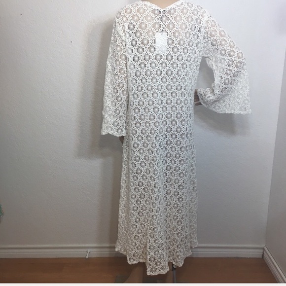 Coven & Co. White Cotton Lace Kimono/Robe - Picture 10 of 16